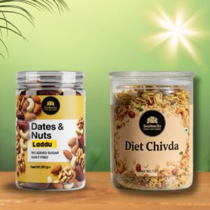 Home diet chivda with dates & nuts laddu